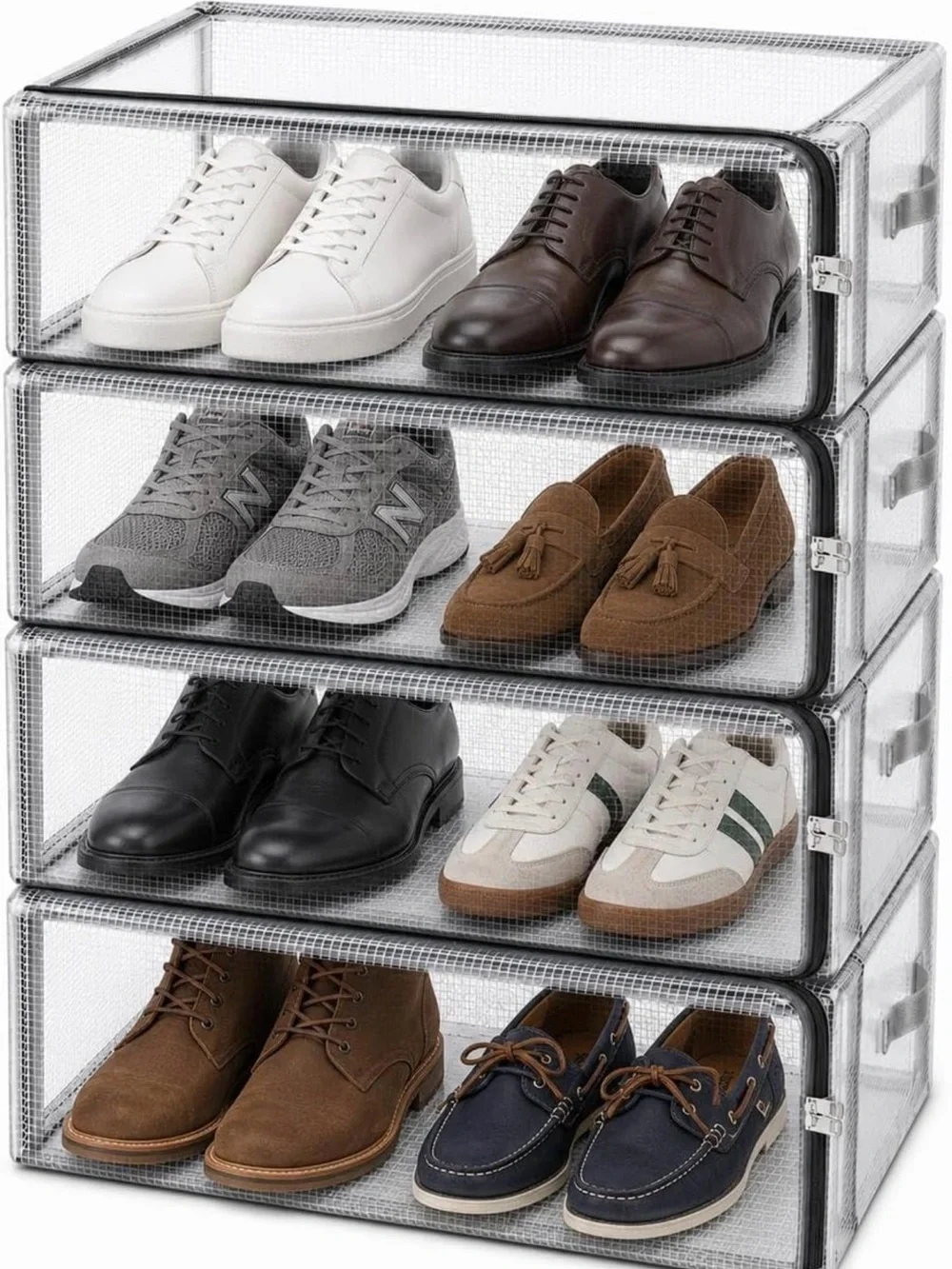 Clear Stackable Shoe Storage Boxes, Set of 4